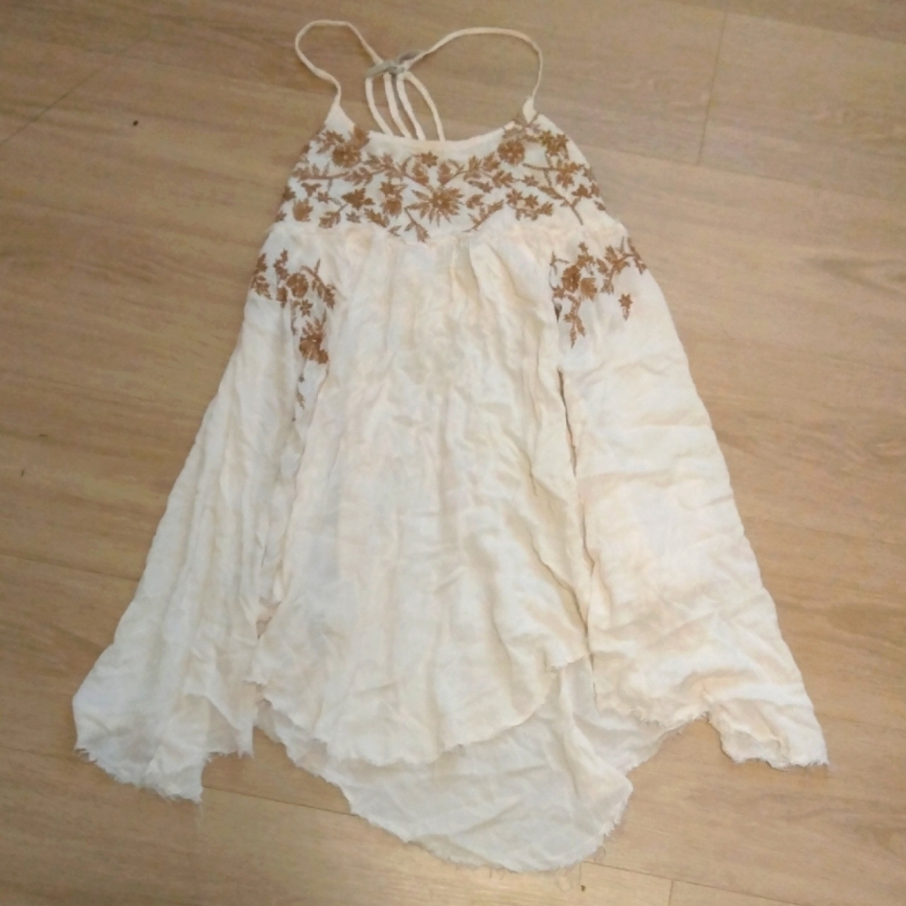 FREE PEOPLE- Flowy Embroidered Babydoll Tank Dress Size S
